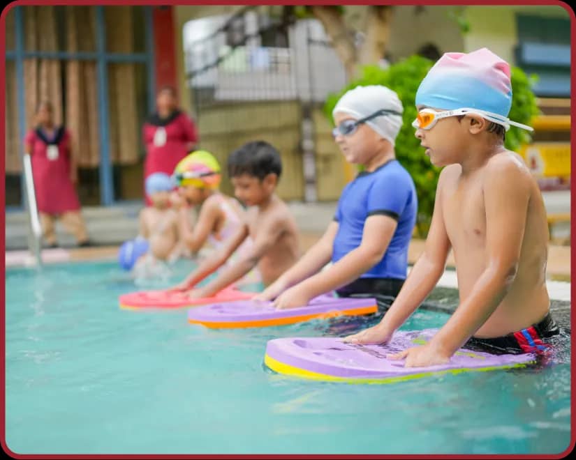 Building confidence in the water Swimming pool at Orchids, The International School, New Braham Colony