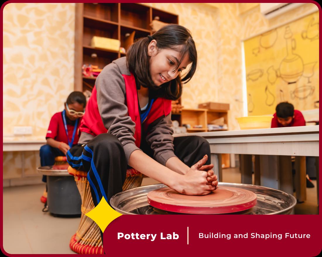 Students exploring pottery at Orchids International School, recognized as the best CBSE school.