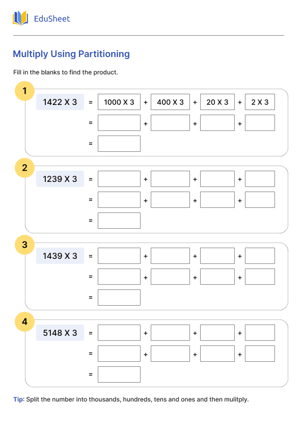 Multiply Using Partitioning