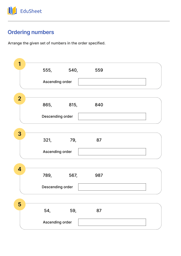 Ordering numbers