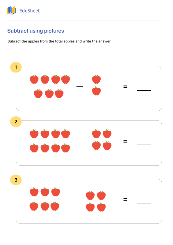 Subtract using pictures